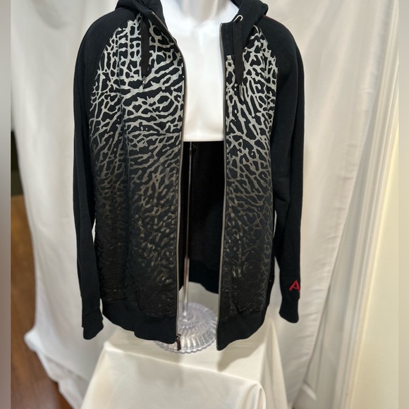 RETRO 90’s RARE AIR JORDAN ZIPPERED ELEPHANT PRINT SWEATSHIRT WITH POCKETS SZ LG - Picture 11 of 15